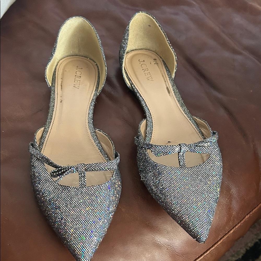 Jcrew d’orsay flats glitter/holographic size 10